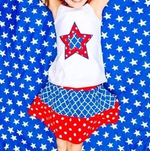 Red, white, and blue tie top and skirt set NWOT